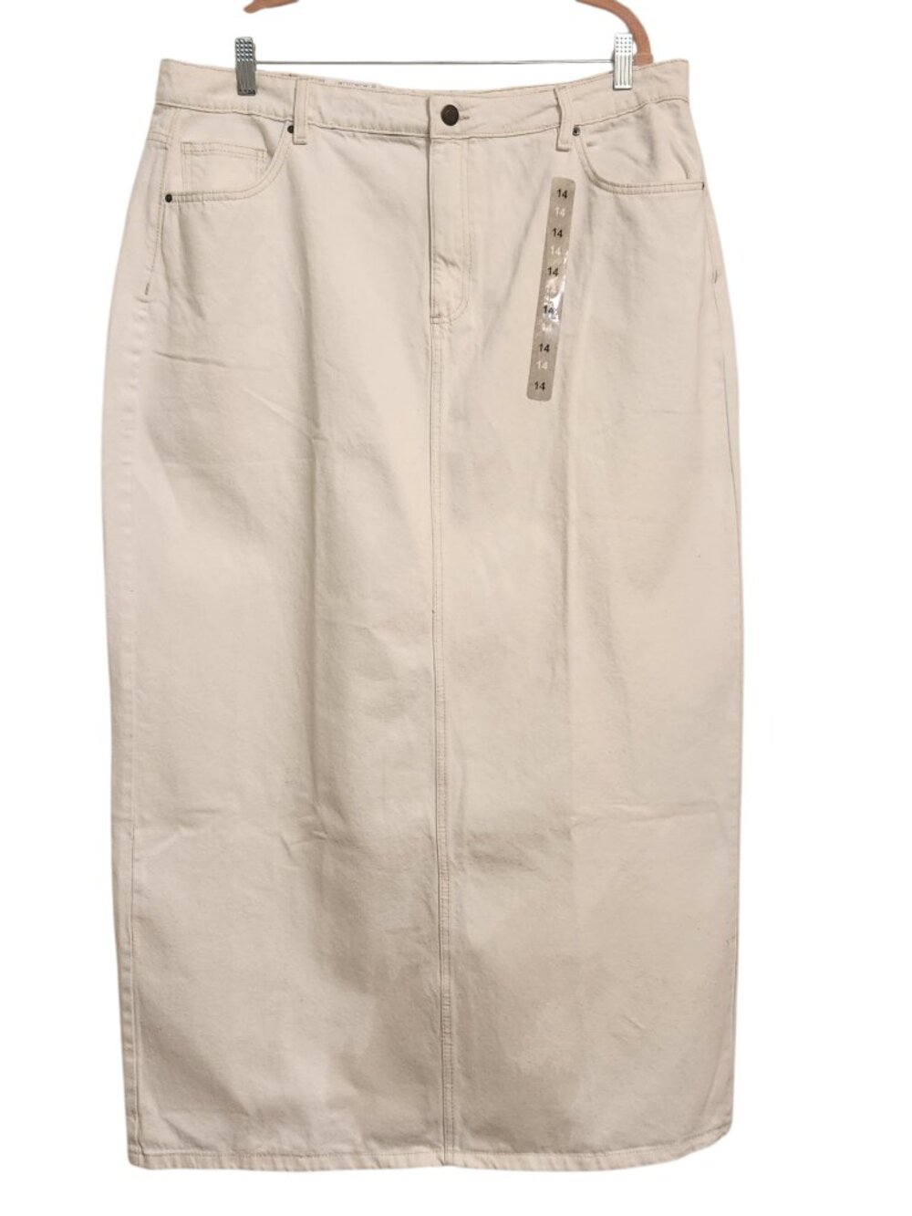NWT Cotton On White Blake Denim Maxi Skirt Size 14